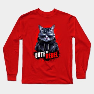 Adorable Badboy Cat - Cute But Rebel Long Sleeve T-Shirt